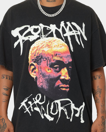 Rodman Brand The Worm Face Tats Vintage T-Shirt Black Wash