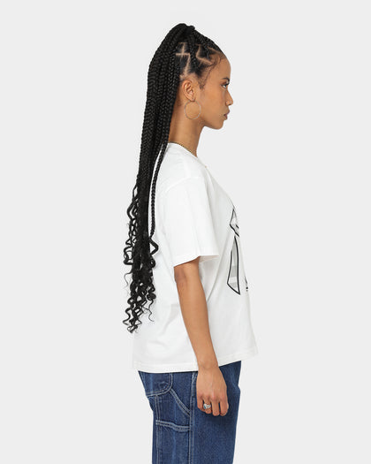 Majestic Athletic Women's New York Yankees Check Logo Boxy T-Shirt Optic White