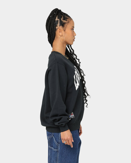 Majestic Athletic Women's Los Angeles Dodgers Check Wordmark Crewneck Faded Black