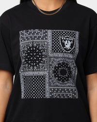 Majestic Athletic Women's Las Vegas Raiders Paisley Panel Print T-Shirt Black