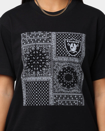 Majestic Athletic Women's Las Vegas Raiders Paisley Panel Print T-Shirt Black