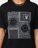 Majestic Athletic Women's Las Vegas Raiders Paisley Panel Print T-Shirt Black
