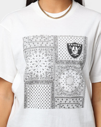 Majestic Athletic Women's Las Vegas Raiders Paisley Panel Print T-Shirt Optic White