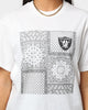 Majestic Athletic Women's Las Vegas Raiders Paisley Panel Print T-Shirt Optic White