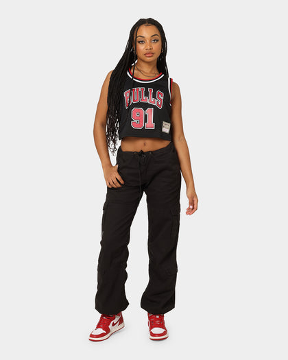 Mitchell & Ness Women's Chicago Bulls Dennis Rodman #91 NBA Cropped Jersey Black