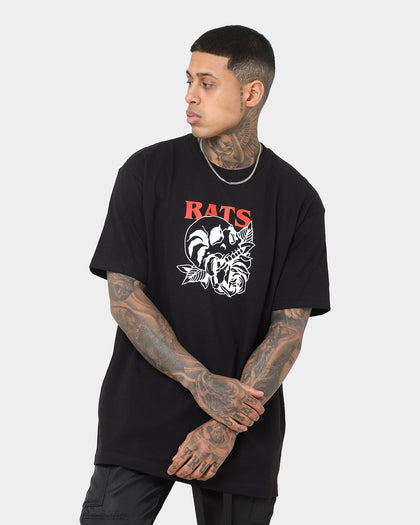Rats Get Fat Skull Rose T-Shirt Black