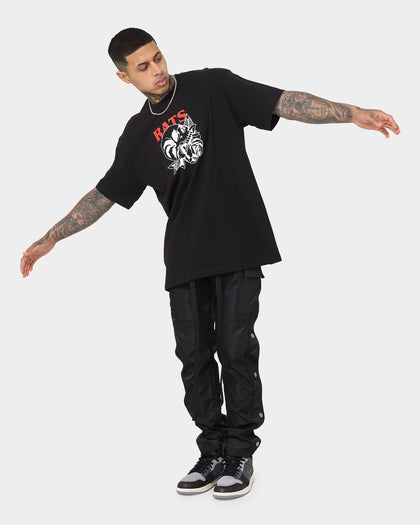 Rats Get Fat Skull Rose T-Shirt Black
