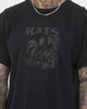 Rats Get Fat Skull Rose T-Shirt Black Wash