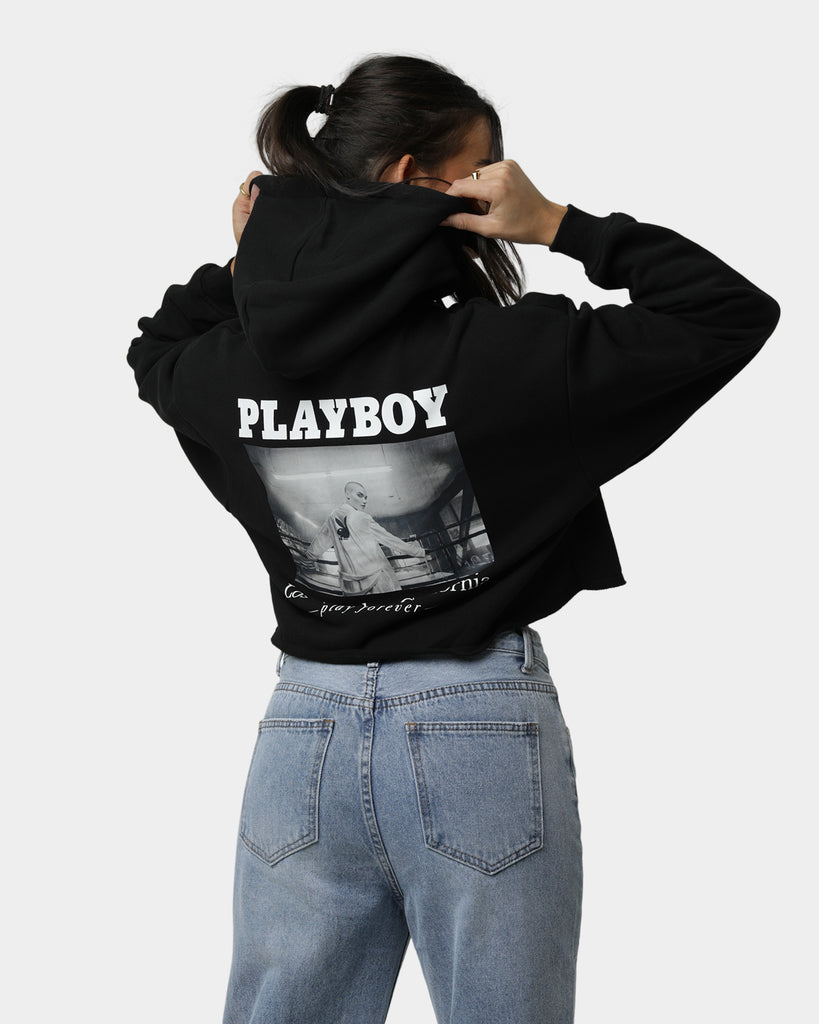 Playboy Women's LA Fighter Cropped Hoodie Black | Culture Kings