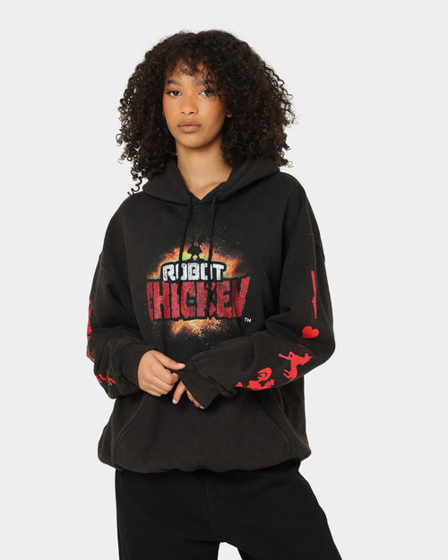 American Thrift Chicken Boom Vintage Hoodie Black Wash
