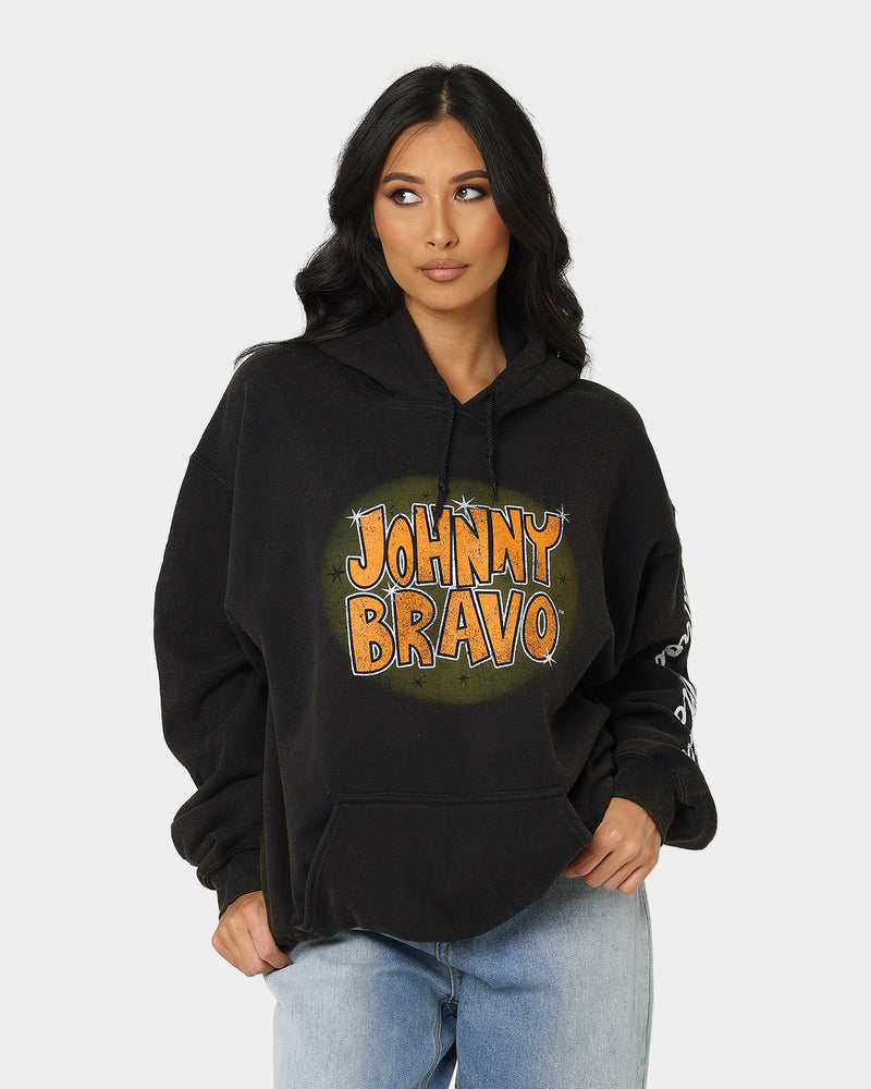 American Thrift X Johnny Bravo Johnny Bravo Vintage Hoodie Black Wash