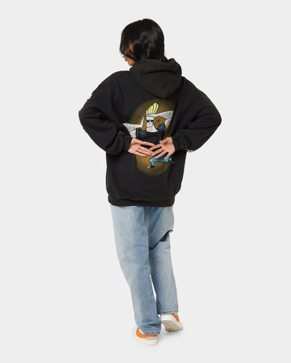 American Thrift X Johnny Bravo Johnny Bravo Vintage Hoodie Black Wash
