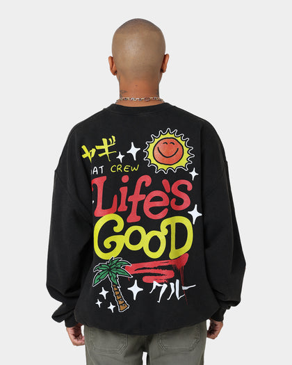 Goat Crew Life Is Good Vintage Crewneck Black