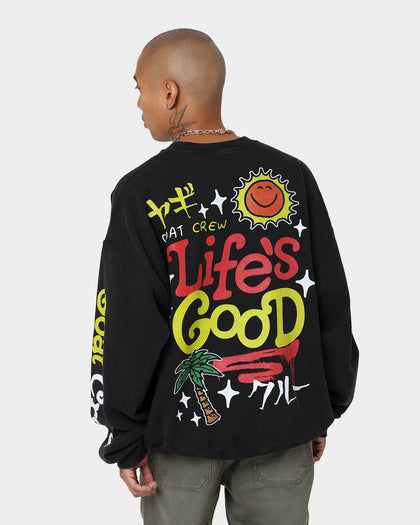 Goat Crew Life Is Good Vintage Crewneck Black