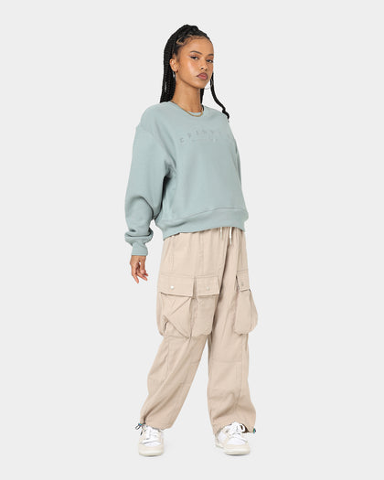 Champion Women's Reverse Weave 2K Logo Crewneck Sage Shimmer