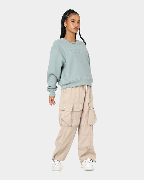 Champion Women's Reverse Weave 2K Logo Crewneck Sage Shimmer