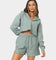 Champion Women's Reverse Weave Split Crop Hoodie Sage Shimmer Green