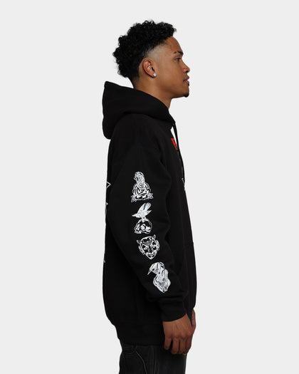 Rats Get Fat Skull Rose Hoodie Black