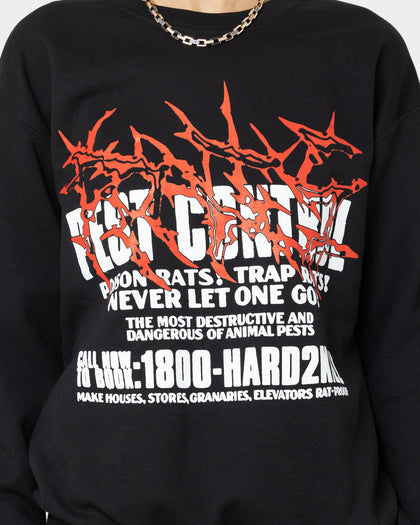 Rats Get Fat Pest Control Crewneck Black