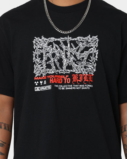 Rats Get Fat Skull Shot T-Shirt Black