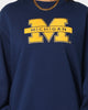 National Collegiate Athletic Association Michigan Wolverines Team Logo Chenille Crewneck Navy