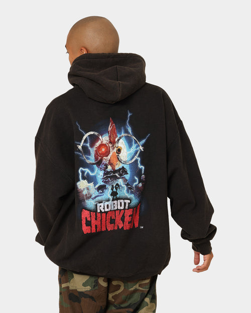 American Thrift X Robot Chicken Robot Chicken Vintage Hoodie Black Wash