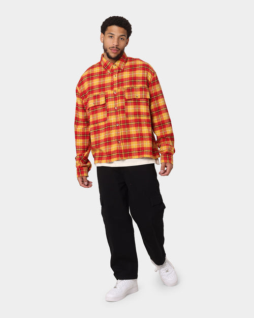 MNML Relaxed Cargo Flannel Shirt Yellow/Red