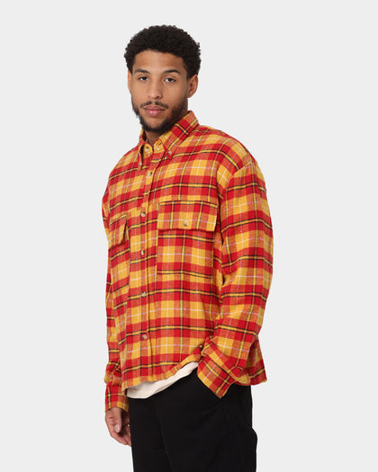 MNML Relaxed Cargo Flannel Shirt Yellow/Red
