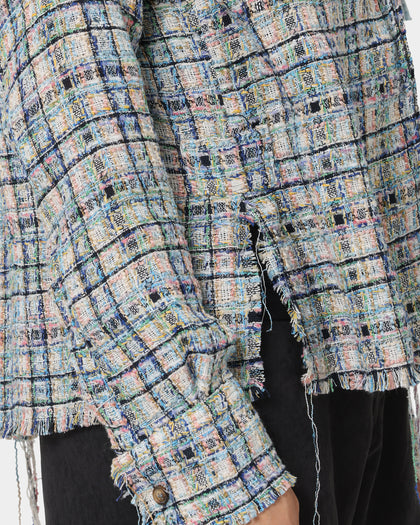 MNML Raw Edge Flannel Shirt Blue/White