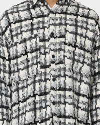 MNML Raw Edge Flannel Shirt Grey/White