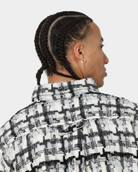 MNML Raw Edge Flannel Shirt Grey/White