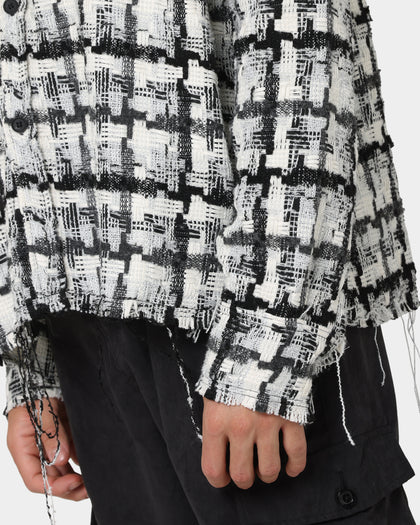 MNML Raw Edge Flannel Shirt Grey/White