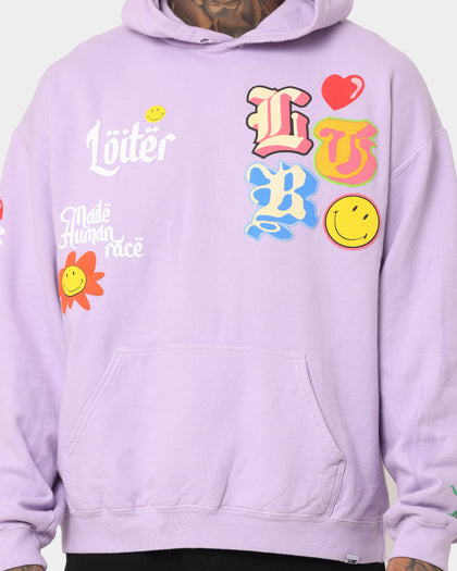 Loiter X Smiley Logo Puff Print Hoodie Lilac