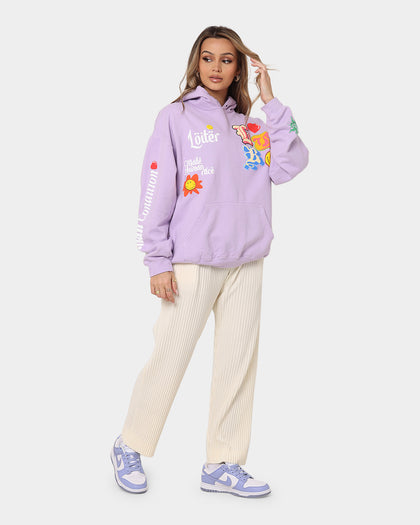 Loiter X Smiley Logo Puff Print Hoodie Lilac