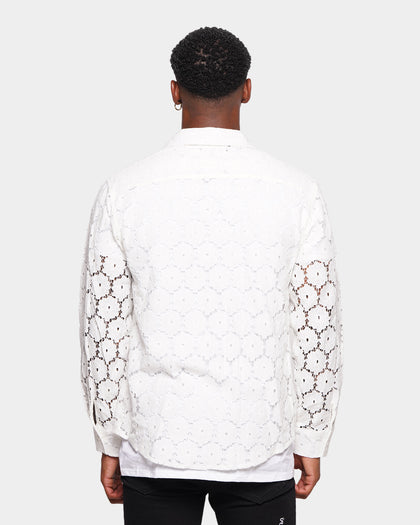 XXIII Cedric Lace Button Up Shirt White