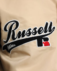 Russell Athletic Satin Varsity Badge Jacket Stone
