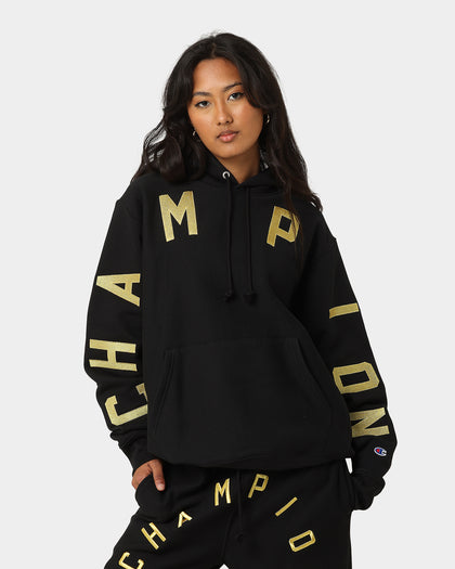 Champion Reverse Weave Large Arch Hoodie Black/Gold