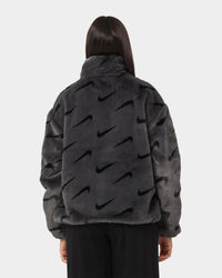 Nike Women's Nike Sportswear Faux Fur All Over Print Jacket Dark Smoke Grey/Black