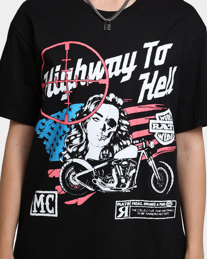 Rats Get Fat Highway To Hell T-Shirt Black