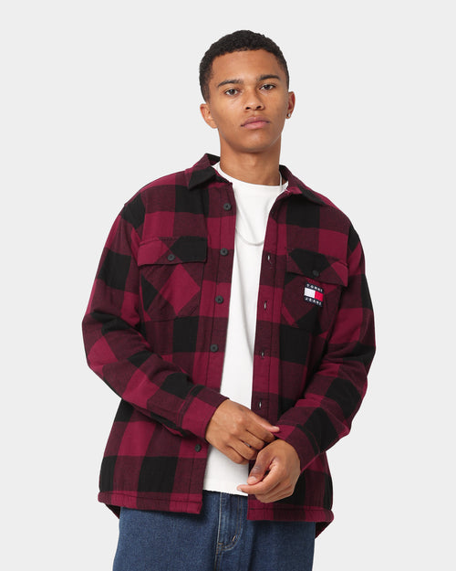 Tommy Jeans TJM Sherpa Flannel Overshirt Deep Rouge/Checked