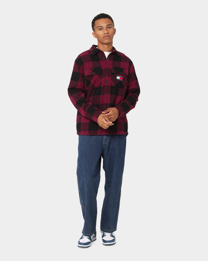 Tommy Jeans TJM Sherpa Flannel Overshirt Deep Rouge/Checked