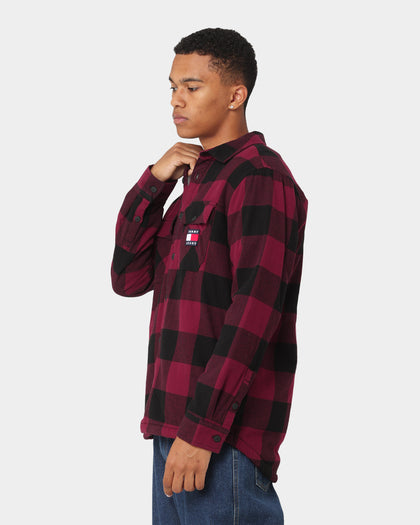 Tommy Jeans TJM Sherpa Flannel Overshirt Deep Rouge/Checked