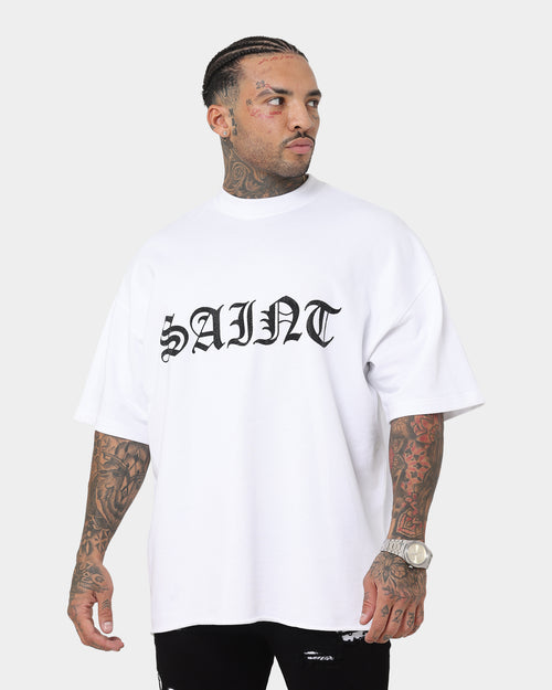 Saint Morta Gothic Rhinestone Boxy T-Shirt White