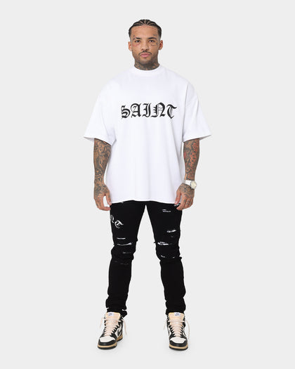 Saint Morta Gothic Rhinestone Boxy T-Shirt White