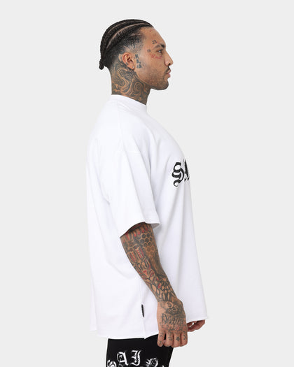Saint Morta Gothic Rhinestone Boxy T-Shirt White