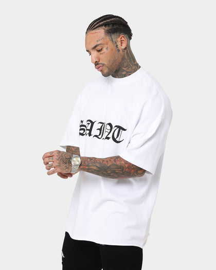 Saint Morta Gothic Rhinestone Boxy T-Shirt White