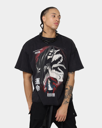 DXXMLIFE X Attack On Titan Eren DXXM Vintage T-Shirt Aged Black