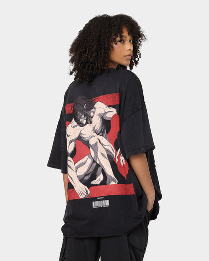 DXXMLIFE X Attack On Titan Eren DXXM Vintage T-Shirt Aged Black