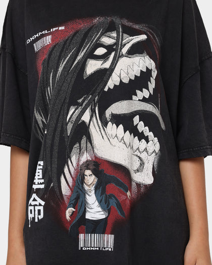 DXXMLIFE X Attack On Titan Eren DXXM Vintage T-Shirt Aged Black