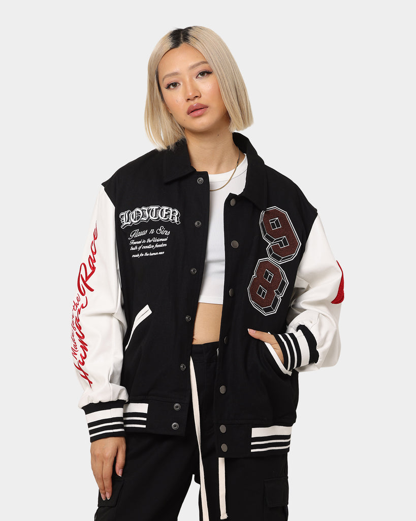 Loiter Human Varsity Jacket Black Culture Kings